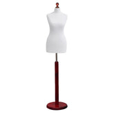 Display Geek Female Dressmakers Dummy White Torso with Redwood Round Base Stand
